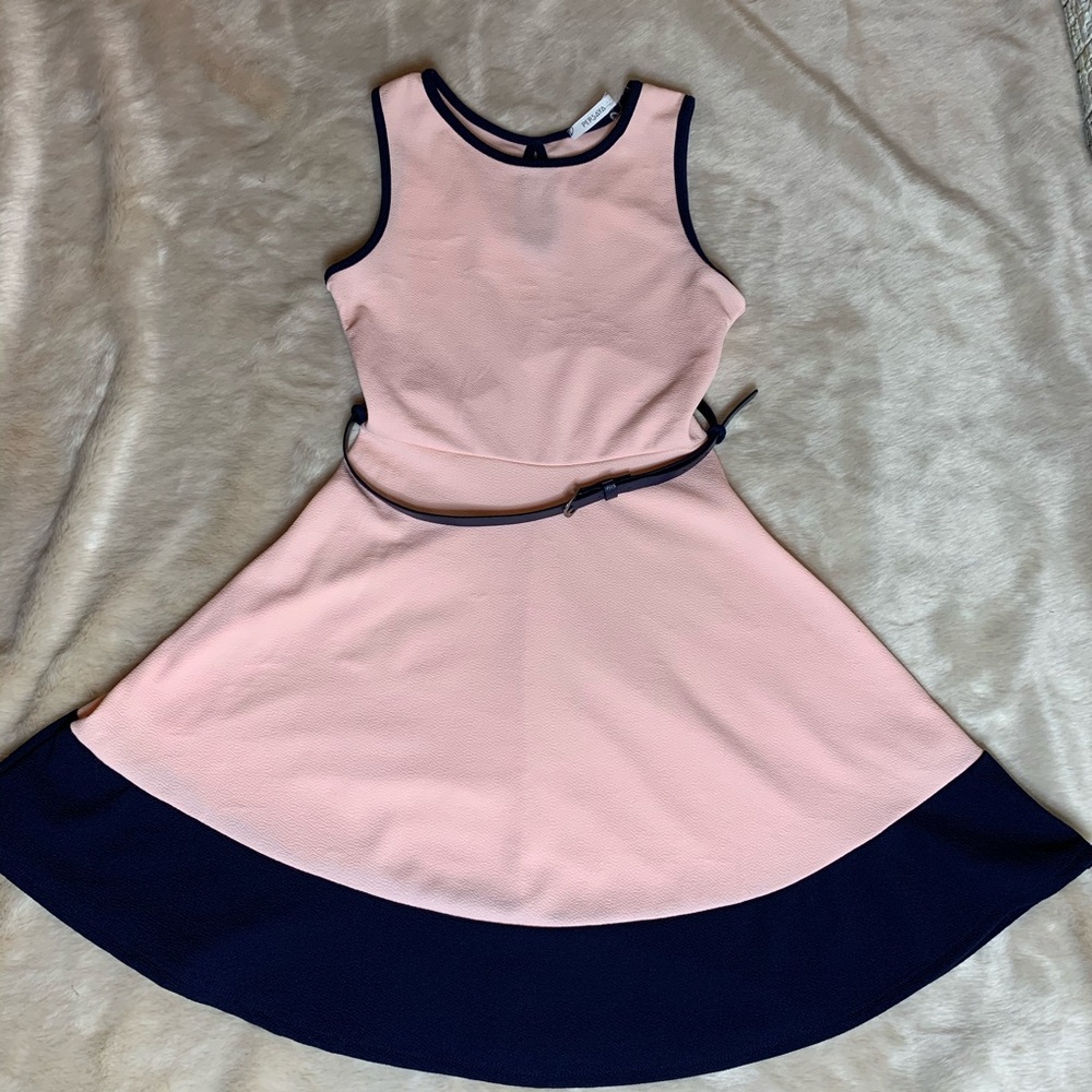 Light pink and navy blue dress